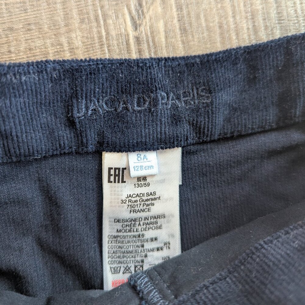 Jacadi Girl's Corduroy Cotton Pique Shorts Preppy Prep School Winter Navy 8 - Picture 6 of 7
